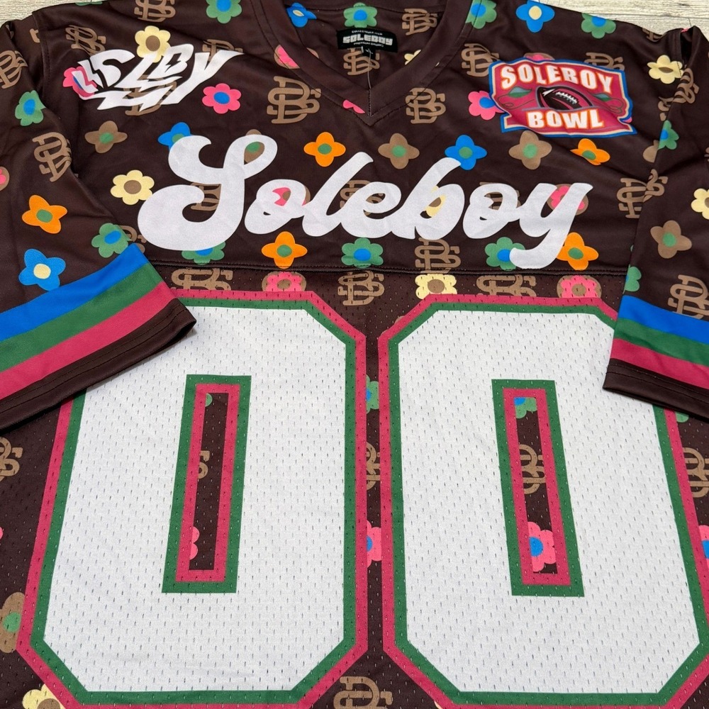 Soleboy Premium Goods Football Jersey XL Brown Floral Monogram Maison De Sole 00